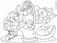 Lamina para colorear Dibujos de Frutas. Cesta de frutas